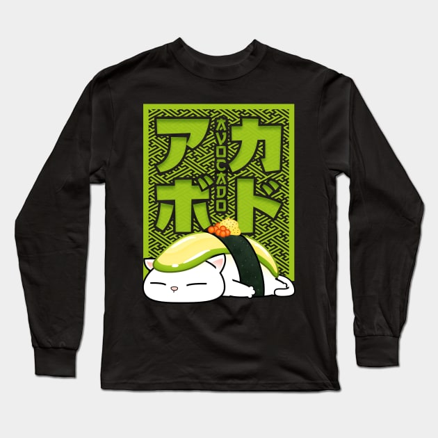 Chubby Cat Avocado Sushi Long Sleeve T-Shirt by Takeda_Art